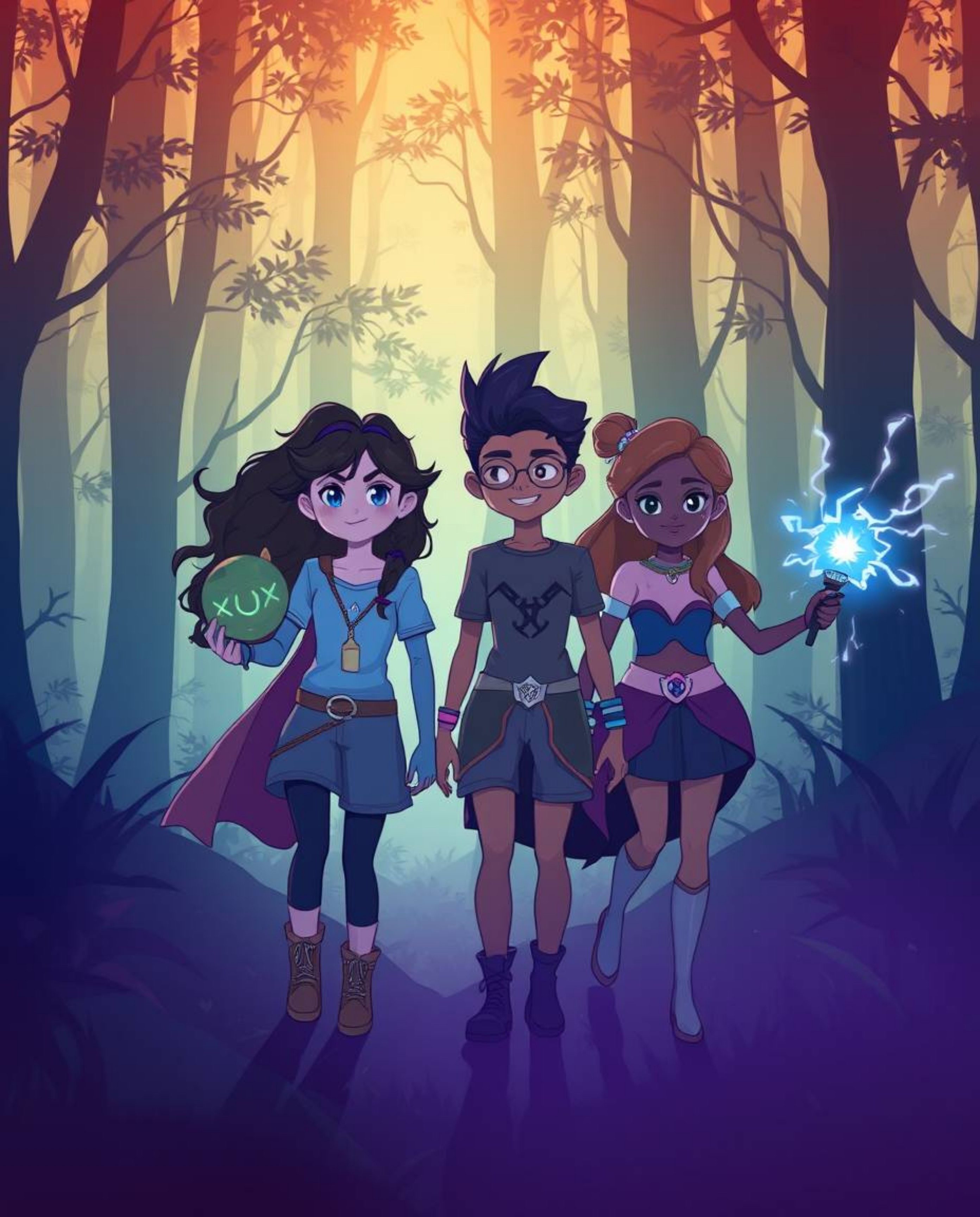 A captivating scene unfolds: a group of friends, each possessing extraordinary abilities and distinct features, embark on an 
