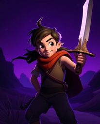 A brave hero embarks on a thrilling Disney-style desert adventure, depicted in stunning digital art.  The artwork features de