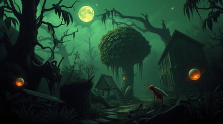 Explore a dreamlike and surreal world with a bug-sized hero as they navigate a fantastical backyard jungle. This scene featur