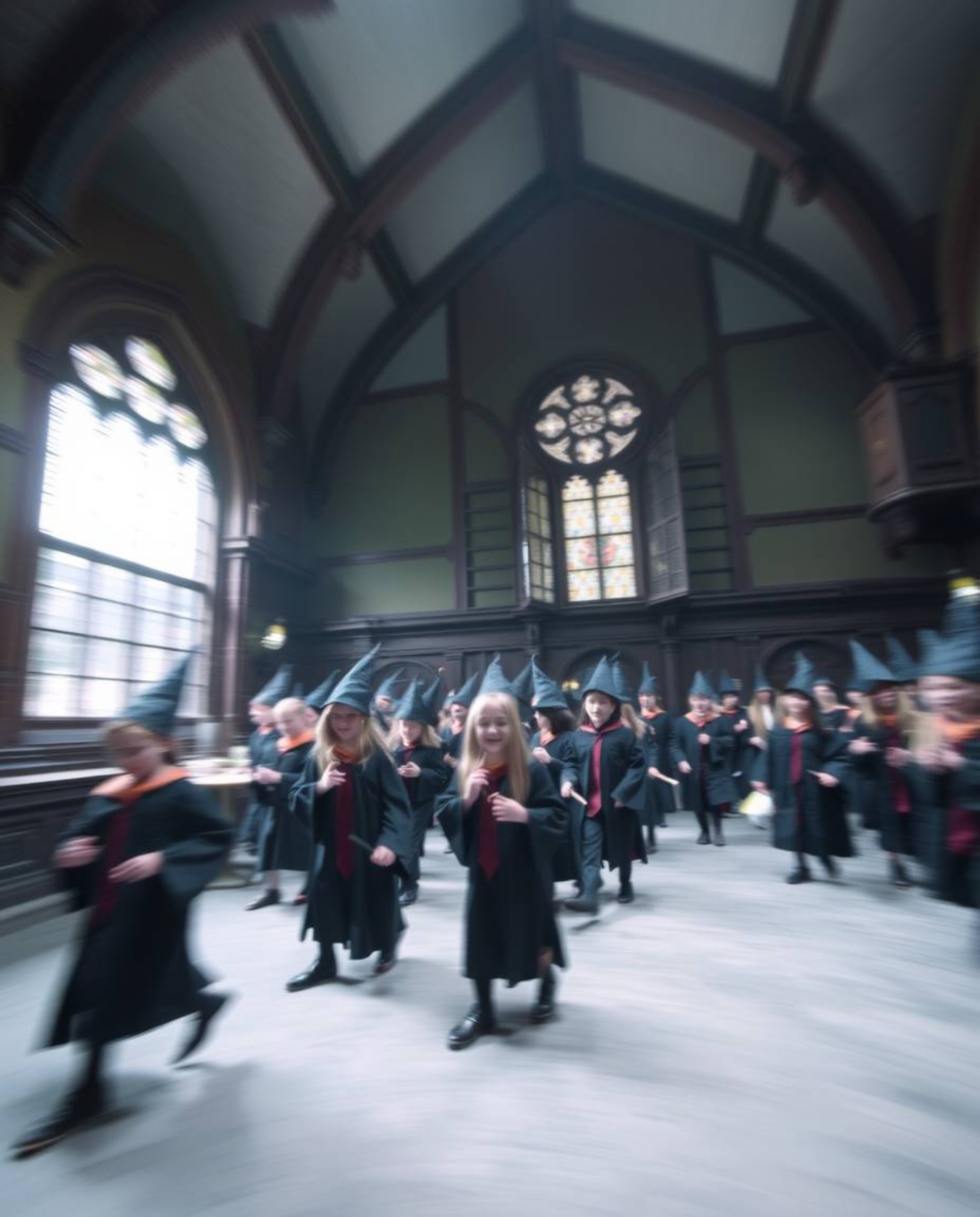 Capture the enchantment of a magical school teeming with young wizards in this long exposure photograph. The gentle, soft lig
