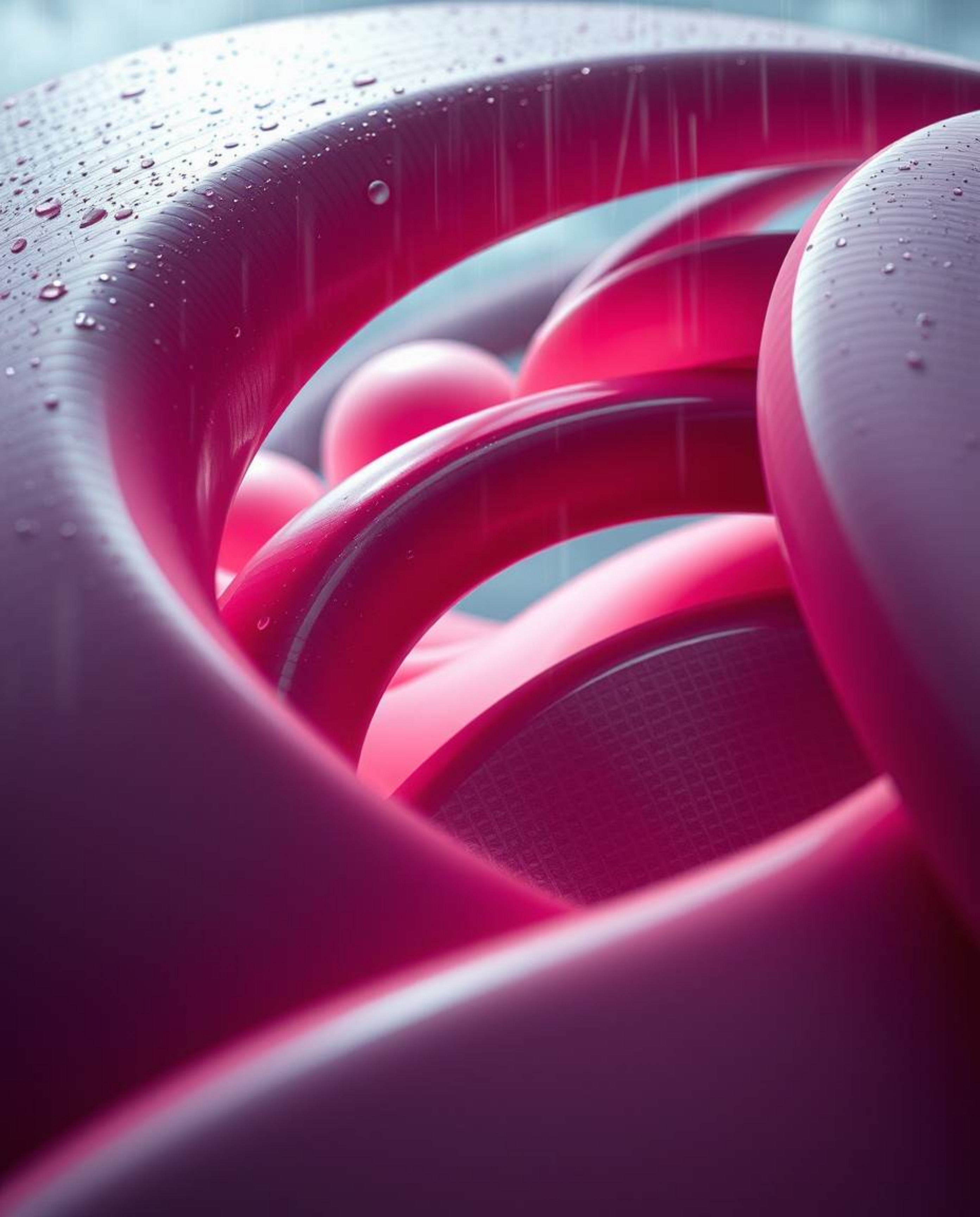 Explore a mesmerizing tight close-up featuring 3D shapes adorned with smooth gradient textures, rendered in a captivating fut