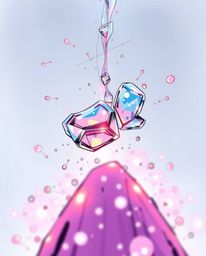 This image features a captivating low-angle hand-drawn sketch showcasing glassy fluid 3D shapes in dynamic motion.  The scene