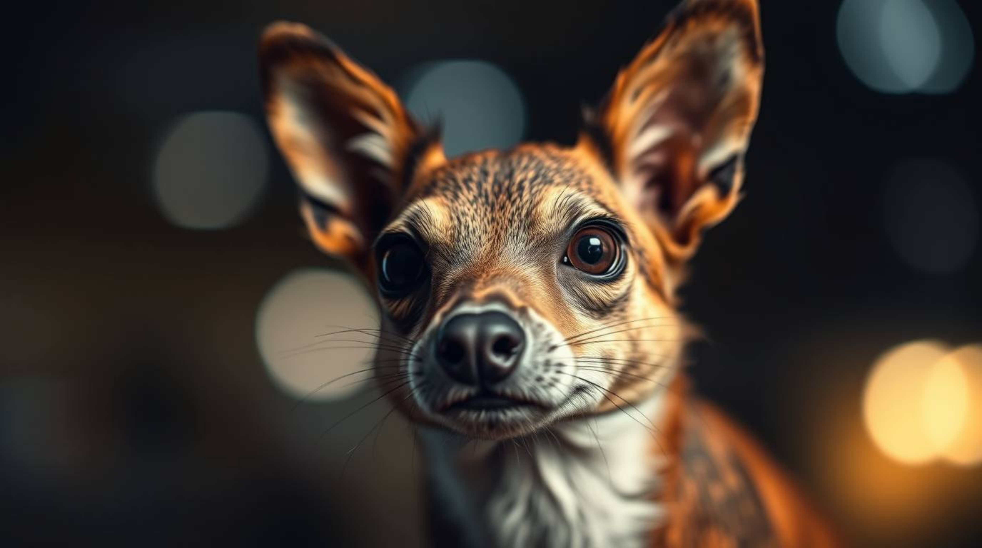 This artwork features a sarcastic animal sidekick brought to life with incredibly expressive eyes, sharply focused against a 