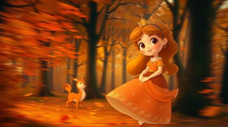 Capturing the essence of warm autumn colors with long exposure photography, this artwork depicts a princess in vintage 2D ani