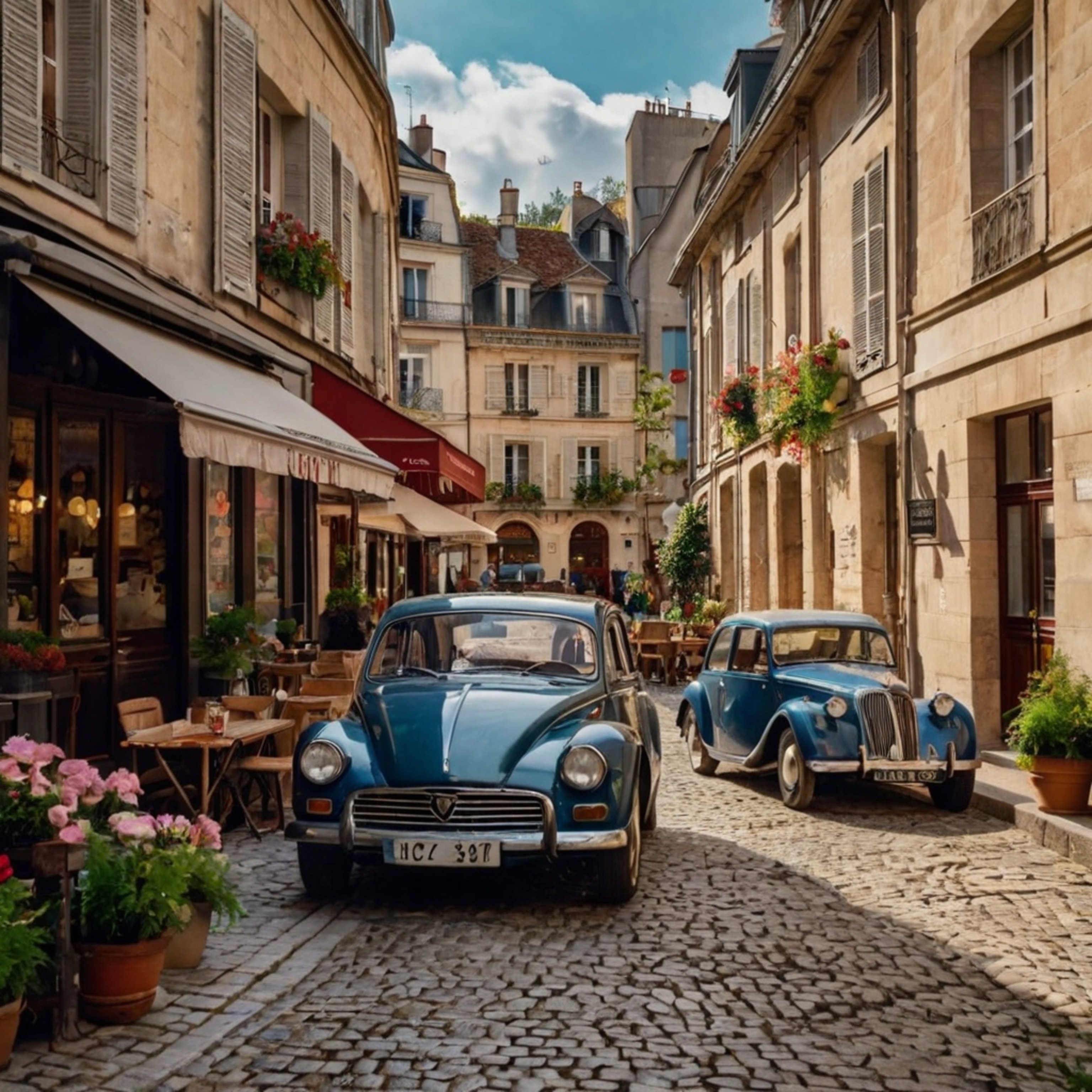 Experience the allure of a charming French street, complete with delightful cafes, vibrant flower boxes adorning windowsills,