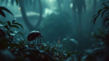 Immerse yourself in a world of soft cinematic haze, where rich burgundy and deep blue tones blend seamlessly with a soft focu