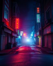 Discover a captivating collection of surreal street scenes featuring bioluminescent colors and dark tones.  Witness buildings