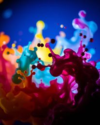 A captivating macro photograph showcases vibrant ink splashes in water, creating surreal and unsettling shapes.  The vivid ba
