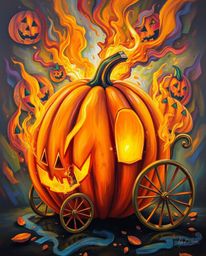 Experience the enchanting metamorphosis of a vibrant pumpkin vividly transforming into a magical carriage. This electric pain