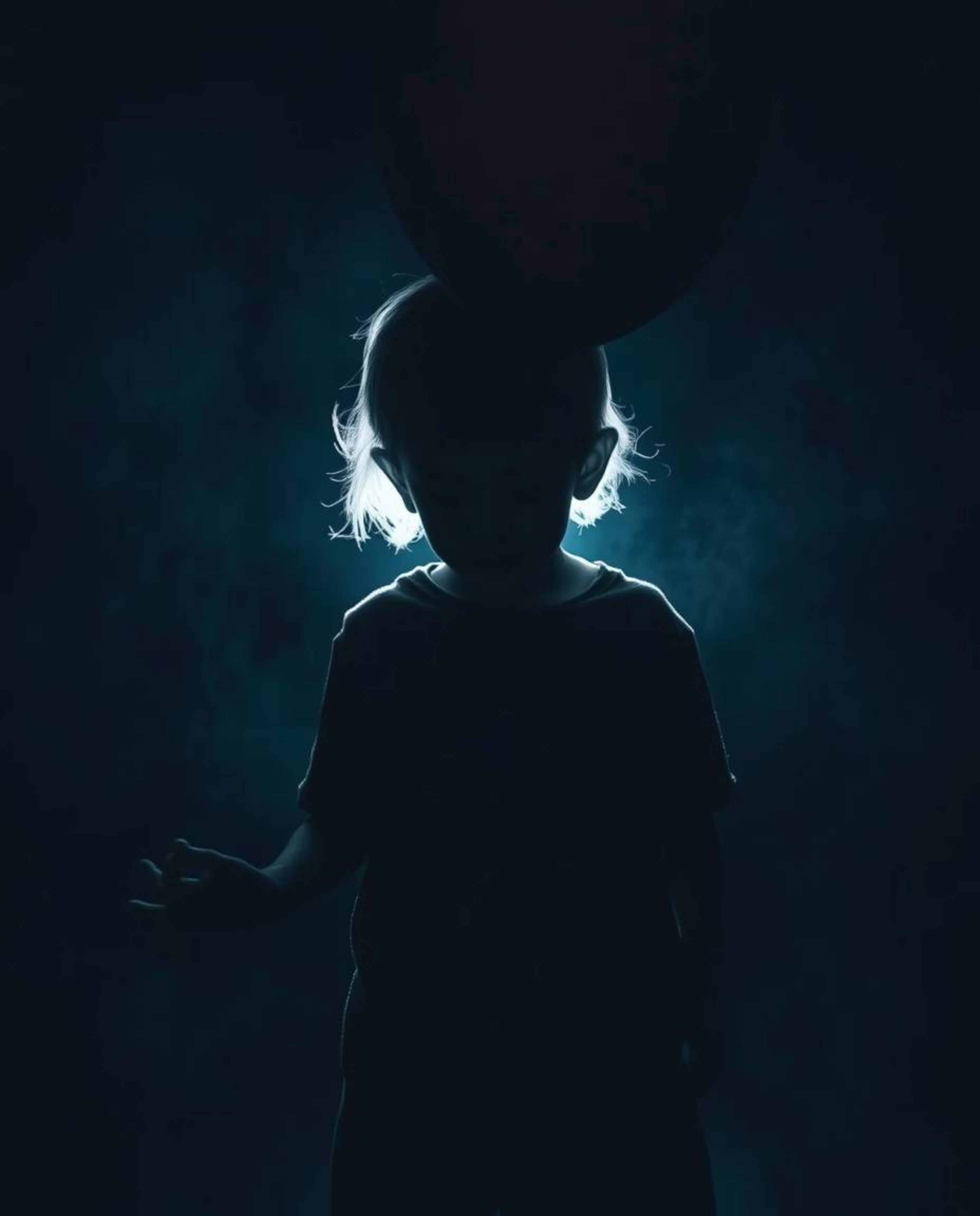 A captivating image showcasing a child holding a balloon, rendered in a style that evokes an eerie atmosphere.  The chiaroscu