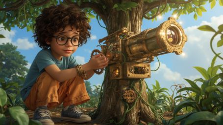 A highly detailed, high-resolution, commercial-quality stock photo of a bright-eyed, bespectacled homeschooled genius, aged 1