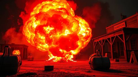 Experience a classic exploding TNT gag reimagined in the Wild West through the lens of vibrant electric colors and creative l