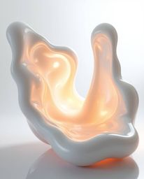 Captivating sculptural 3D fluid shapes made of mercury, showcasing a reflective surface illuminated by studio lighting. The s