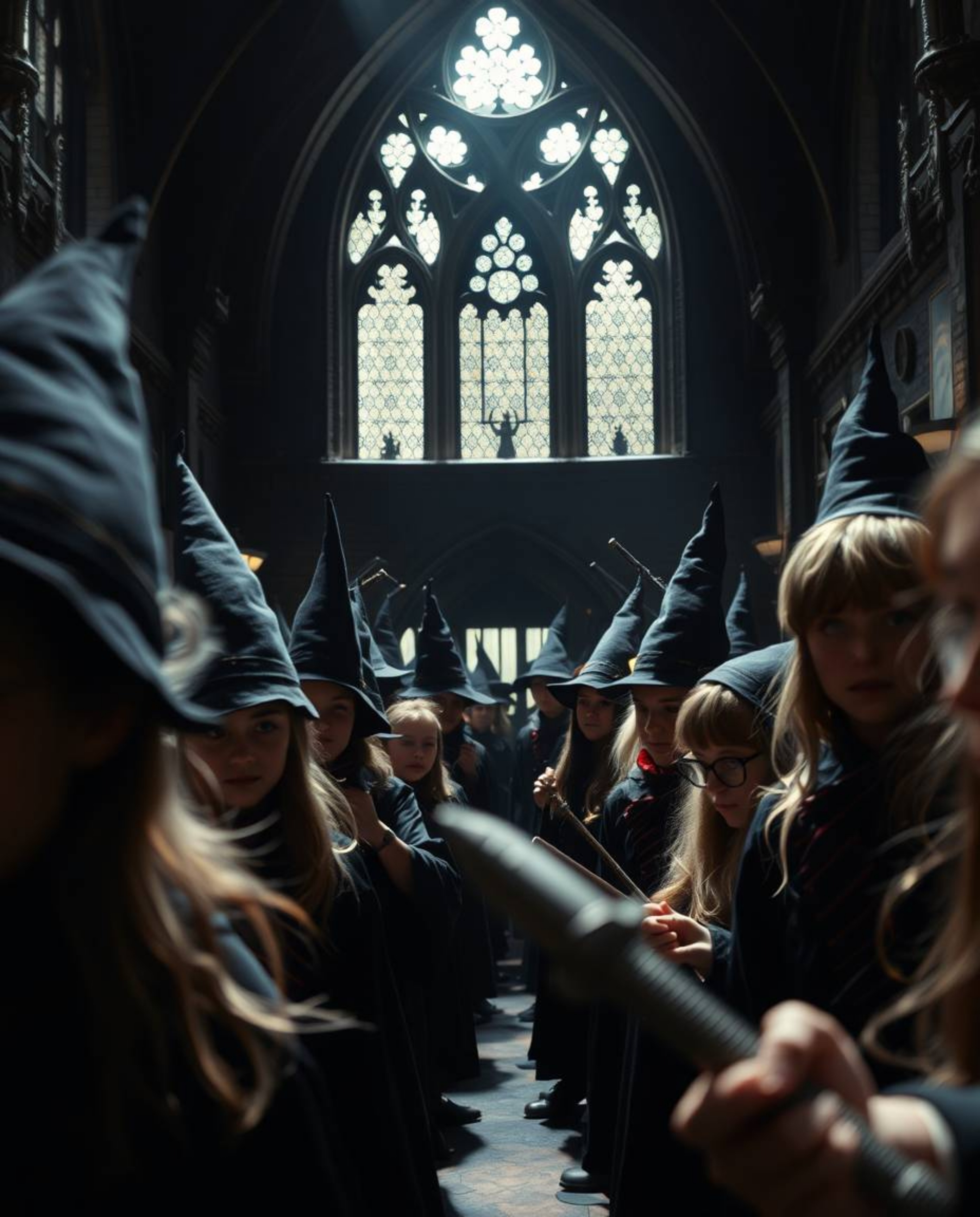 Experience the intense detail of a magical school through an extreme macro lens.  Deep shadows and jet black create high cont