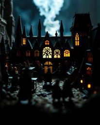 Discover an enchanting world in this extreme macro photograph.  A miniature magical school, brimming with young wizards, is d