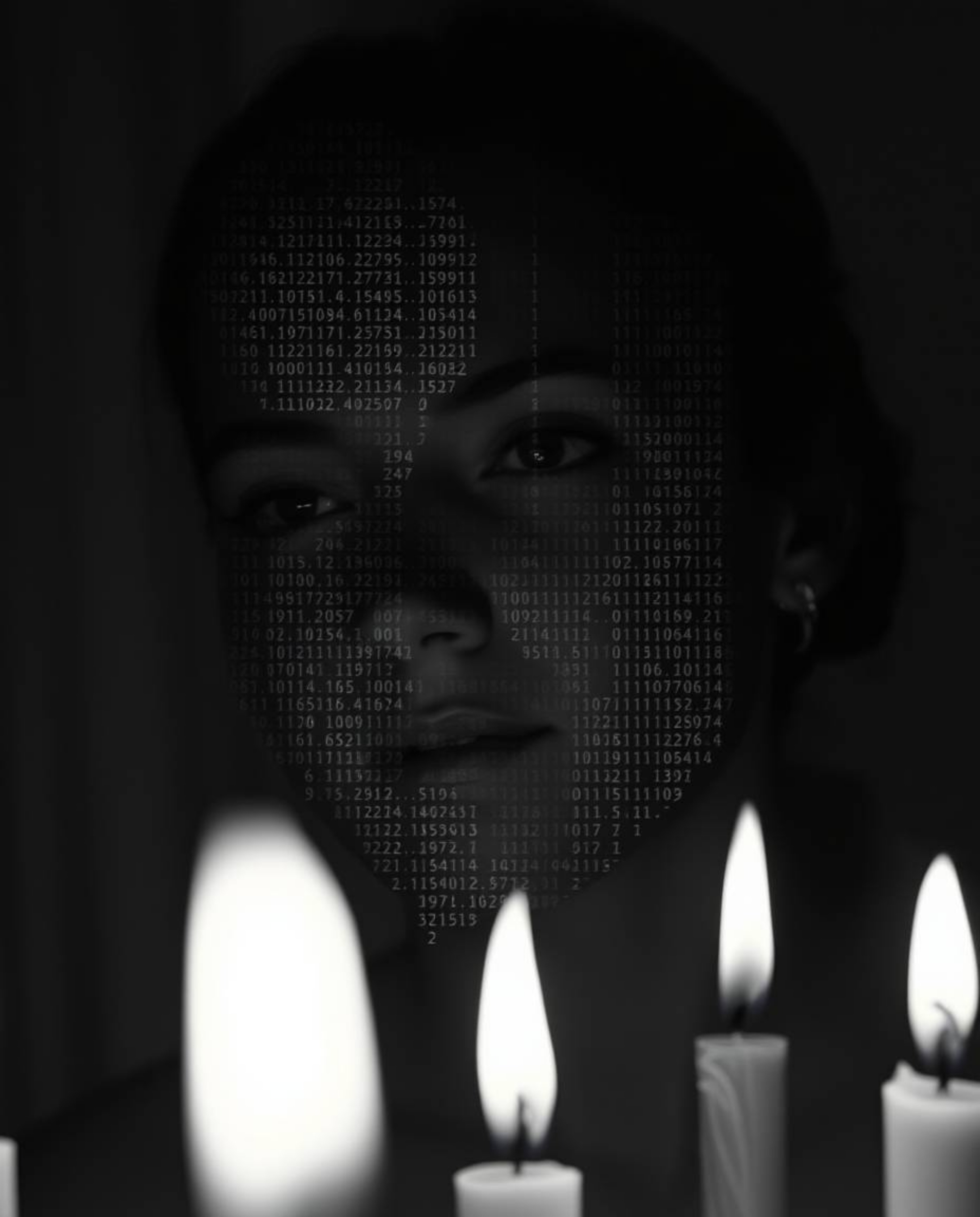 A mesmerizing black and white photograph capturing the essence of technological disruption. The image showcases a digital gli