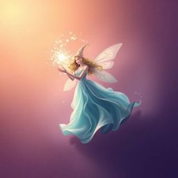 A visually stunning image showcasing a fairy godmother's ethereal entrance, emerging from a vibrant swirl of sparkles. The ar