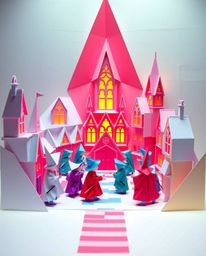 Experience a magical school teeming with young wizards, brought to life through intricate origami. The folded paper aesthetic