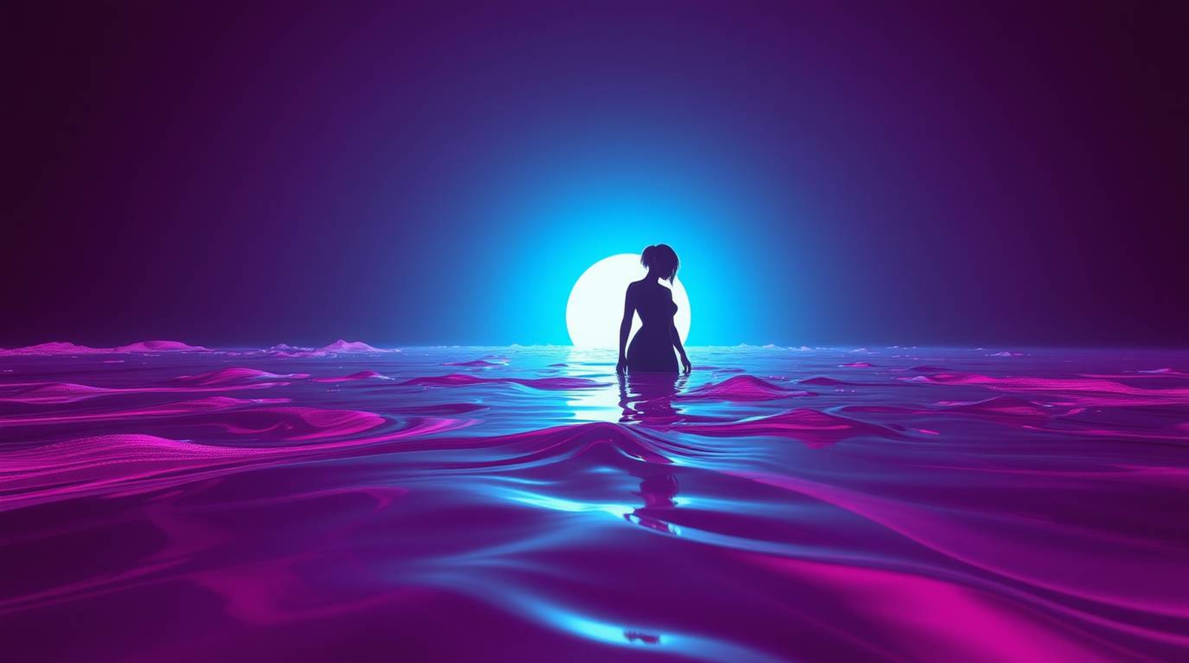 Dive into a mesmerizing world of digital art. This piece showcases a surreal infrared image, featuring neon gradient textures