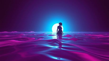 Dive into a mesmerizing world of digital art. This piece showcases a surreal infrared image, featuring neon gradient textures