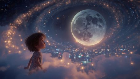 Step into a dreamy, cinematic world with this whimsical, Pixar-inspired photograph. A curious, wide-eyed child stands on a wi