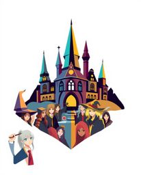 This geometric logo design captures the essence of a magical school teeming with young wizards. Featuring an extreme macro cl