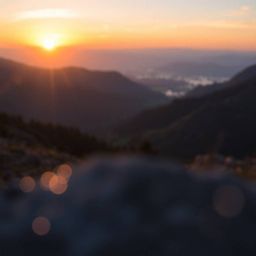 Experience the breathtaking beauty of a sunset over a tranquil mountain valley. This stunning image showcases an iridescent g