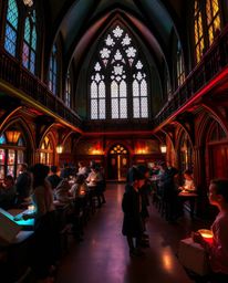 Explore a magical school brimming with young wizards, captured through stunning architectural photography.  Sharp lines, deta