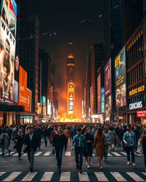 This high-resolution stock photo captures a dramatic scene of a city ablaze, with people scattering in all directions. Shot w