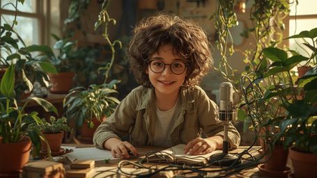 In a vibrant, cinematic photograph rendered in a hyper-realistic, Pixar-inspired style, a dynamic science fair duo unwittingl