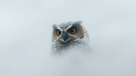 Capture the essence of inner vision with this high-resolution stock photo featuring a Pixar-style blind owl.  Lost in thick f