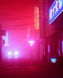A captivating pixelated glitch image evokes the Associated Press Photo Of The Year aesthetic.  It depicts a cyberpunk street 