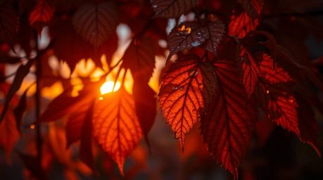 Immerse yourself in the beauty of creative light art blended with warm autumn colors. Experience the magic of a sunset reflec