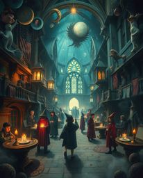 Immerse yourself in a dreamlike world where a magical school teems with young wizards. Fantastical elements and bizarre scene