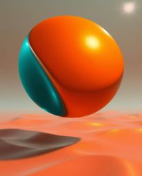 Explore mesmerizing 3D art featuring smooth metallic shapes floating weightlessly in zero gravity. Warm terracotta and cool t