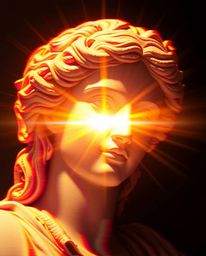 Experience a captivating fusion of classical art and modern technology with this digitally corrupted sculpture. The piece fea