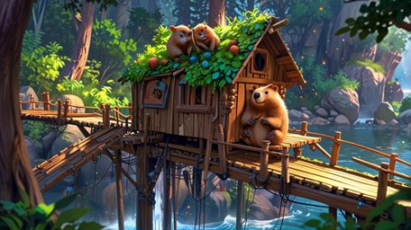 In a scene bursting with happiness, rendered in a charming blend of Pixar's emotional animation and anime's expressive visual