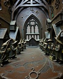 Explore a magical school teeming with young wizards, beautifully rendered with a cast bronze surface and an antique patina fi