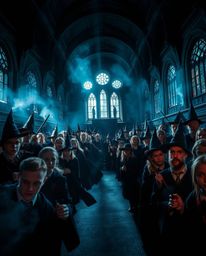 Experience a dramatic visual journey into a magical school brimming with young wizards.  Intense lighting and a striking spli