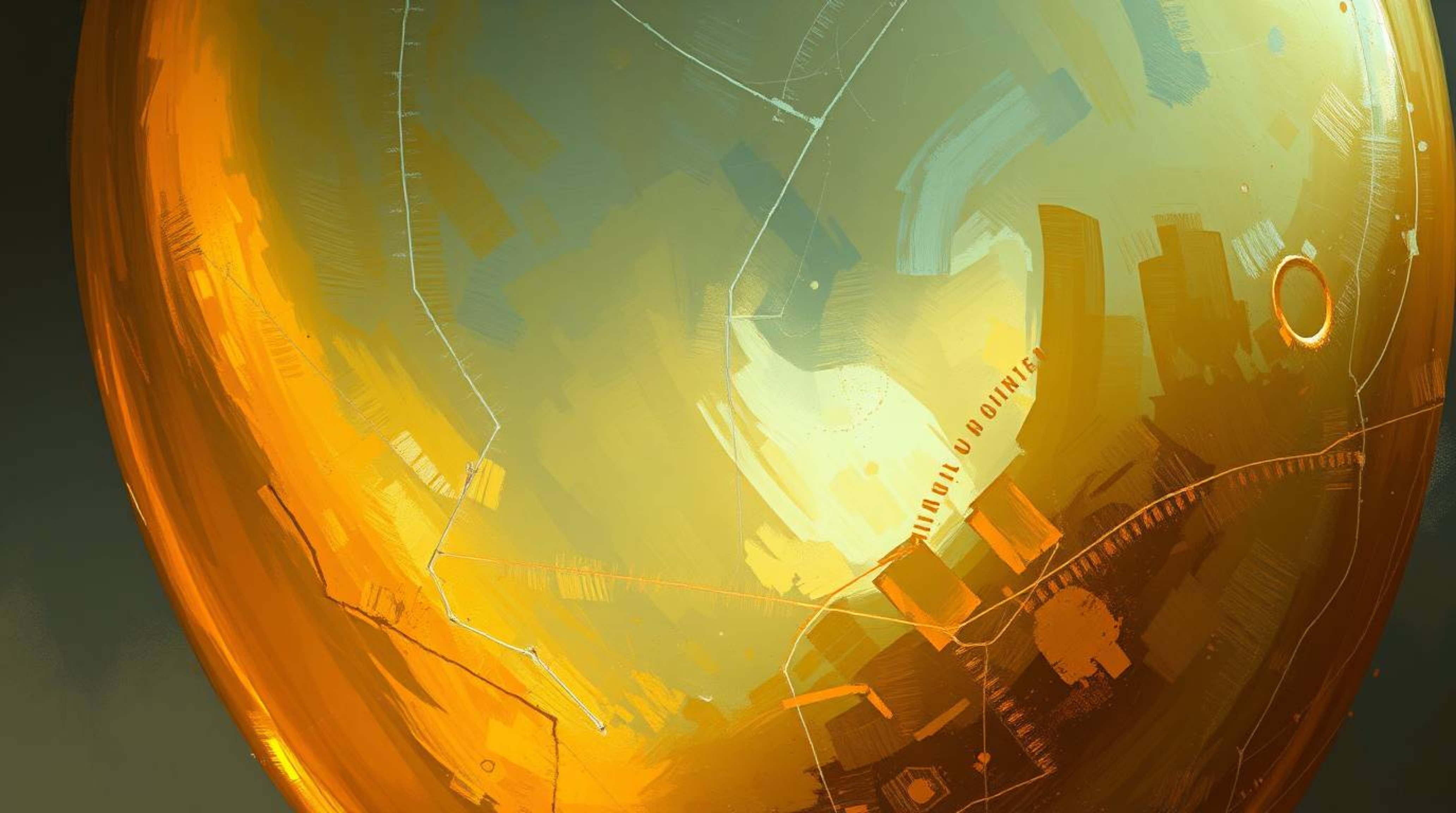This dynamic digital sketch showcases a mesmerizing close-up of a glass object reflecting smooth gradient textures and loose 