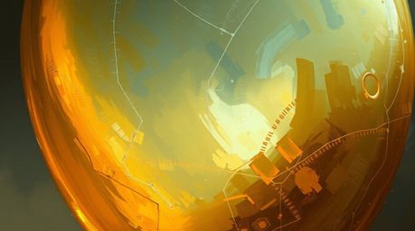 This dynamic digital sketch showcases a mesmerizing close-up of a glass object reflecting smooth gradient textures and loose 