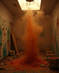 Immerse yourself in a room ablaze with color, captured through the lens of professional fine art photography. This scene, bat