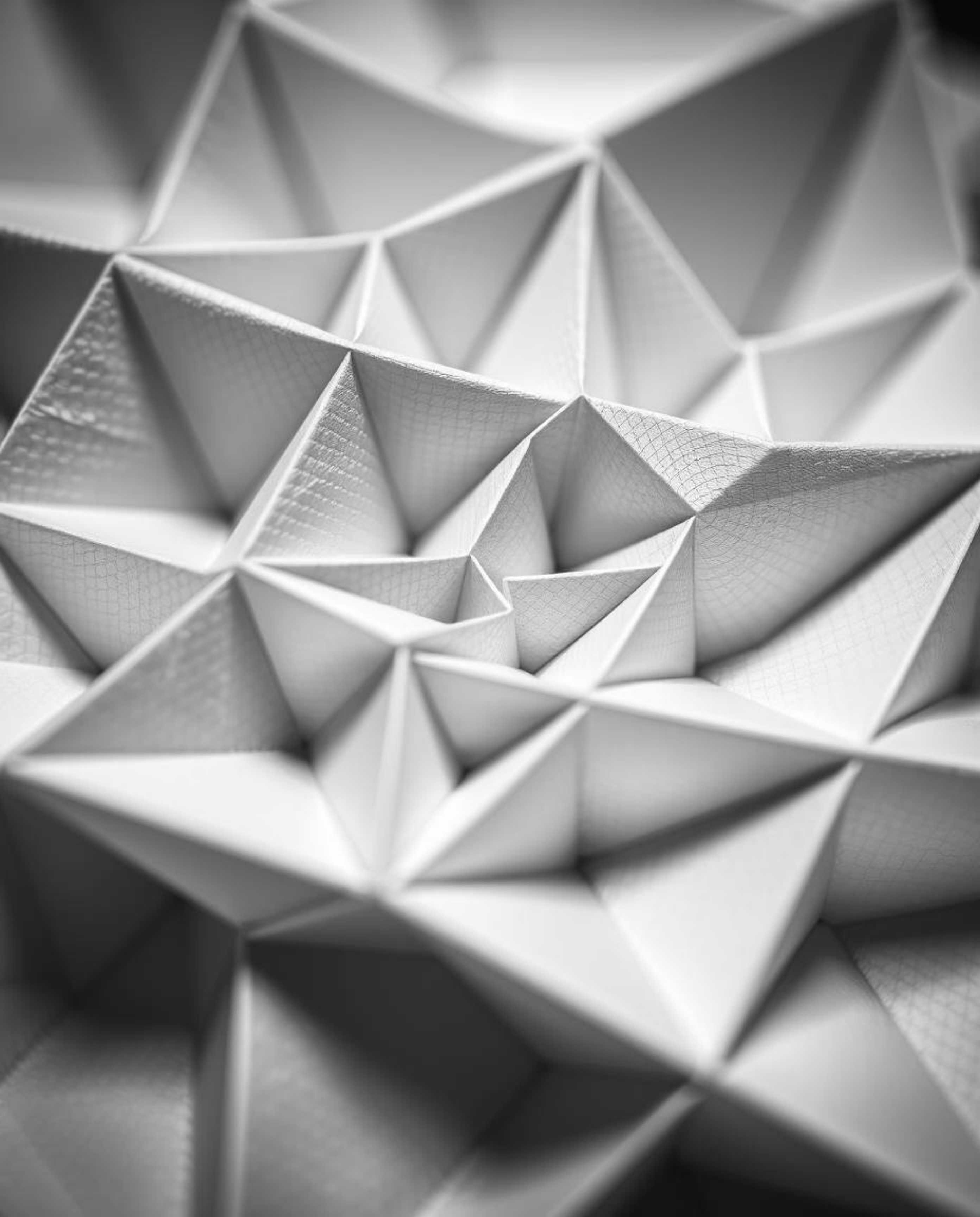 Explore the captivating world of extreme macro close-up photography in monochrome, revealing a 3D geometric pattern reminisce