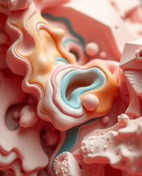 Explore a captivating realm of extreme macro close-up photography showcasing surreal infrared tones in sculptural clay art. W