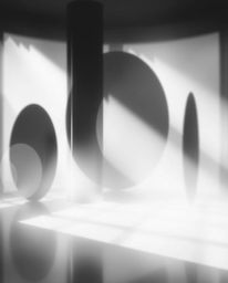 Experience the timeless elegance of soft cinematic haze in classic black and white.  This abstract art features glitch effect