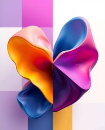 This digital painting showcases a vibrant abstract composition featuring distinct split sections and bold areas of color. Col