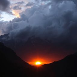 A breathtaking panoramic view of a modern, futuristic mountain valley at sunset.  The scene is epic in scale, filled with dra