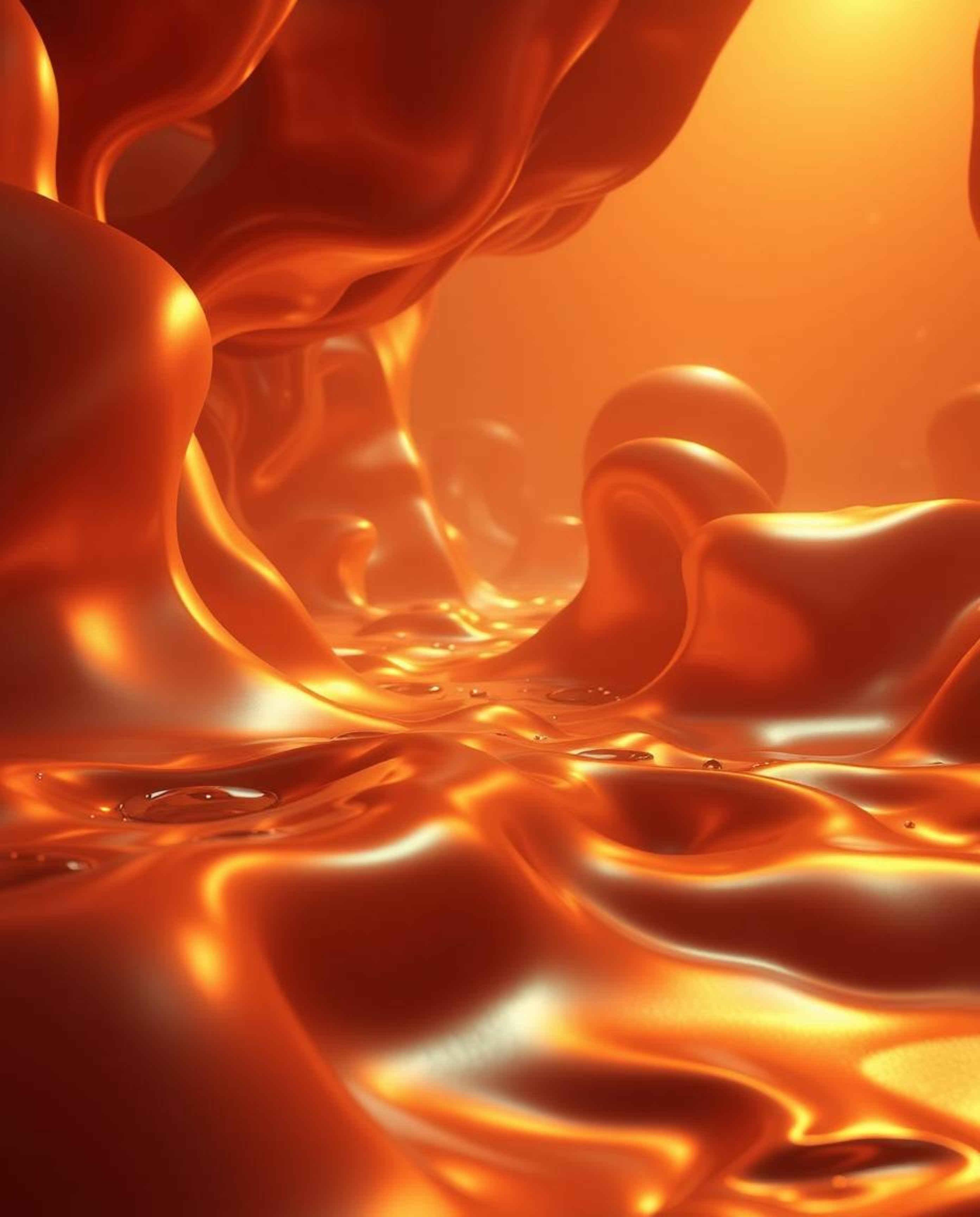 Experience a captivating blend of warm golden light and an eerie atmosphere in this mesmerizing 3D artwork. Smooth fluid shap