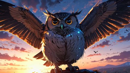 In a beautifully evocative scene that blends the styles of Pixar and anime, a wise blind owl is captured at the break of dawn
