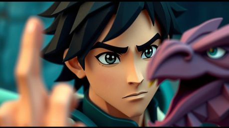 A captivating close-up showcases a charming prince, rendered in intricate origami style, locked in battle with a fearsome dra